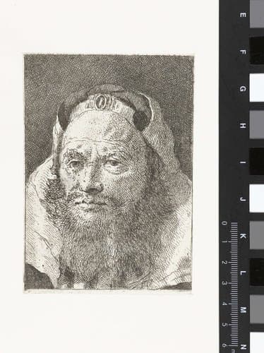 Man met muts met sieraad by Giovanni Domenico Tiepolo