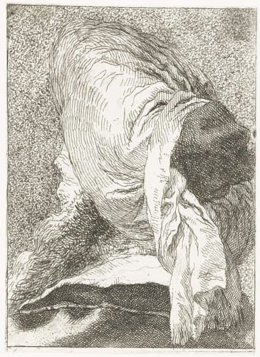 Turkse man met afgewend hoofd met tulband by Giovanni Domenico Tiepolo