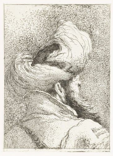 Turkse man met tulband by Giovanni Domenico Tiepolo