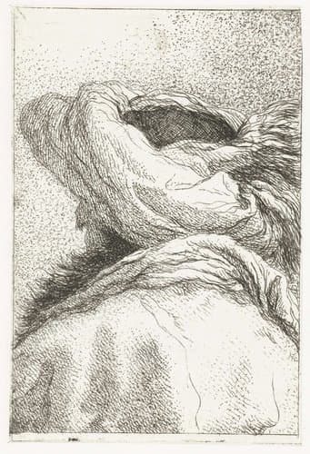 Turkse man met afgewend hoofd met tulband by Giovanni Domenico Tiepolo