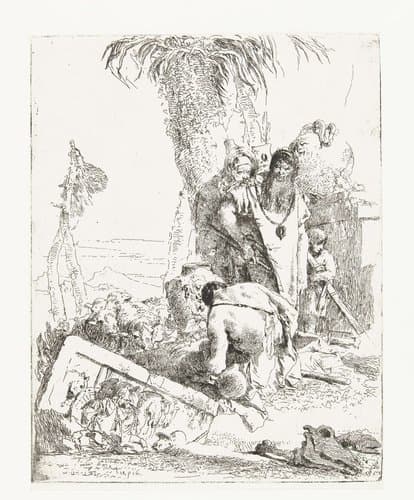Twee tovenaars en herder met schapen by Giovanni Battista Tiepolo