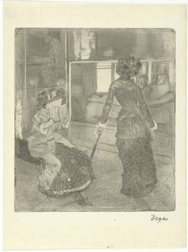 Mary Cassatt in het Louvre bij de gallerij met Etruskische kunst by Edgar Degas