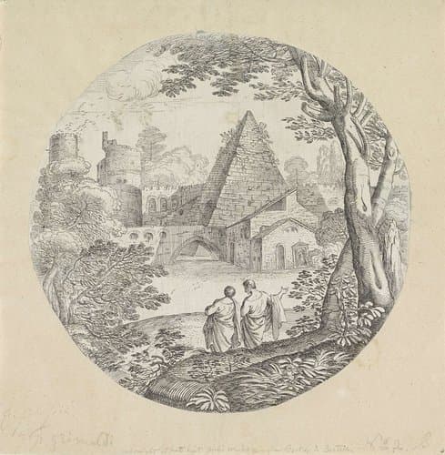 Landschap met piramide by Giovanni Francesco Grimaldi