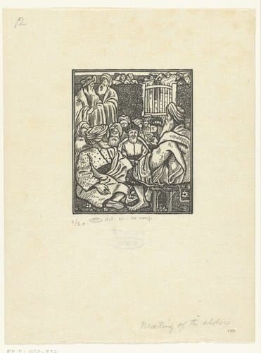Bijeenkomst van Boaz met de tien ouderlingen by Lucien Pissarro