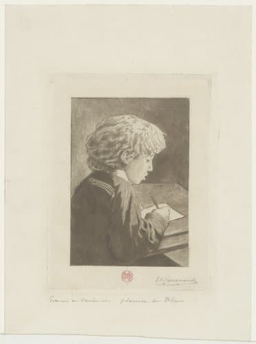 Schrijvende jongen