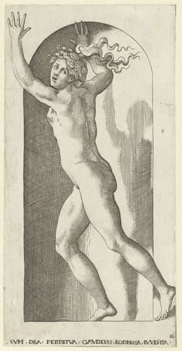 Hebe (Juventas) met bloemenkrans by Jacob Binck