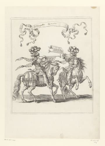 Trompettisten te paard in Romeins kostuum by François Chauveau