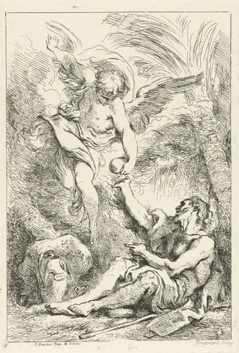 Engel brengt brood en water by Jean Honoré Fragonard