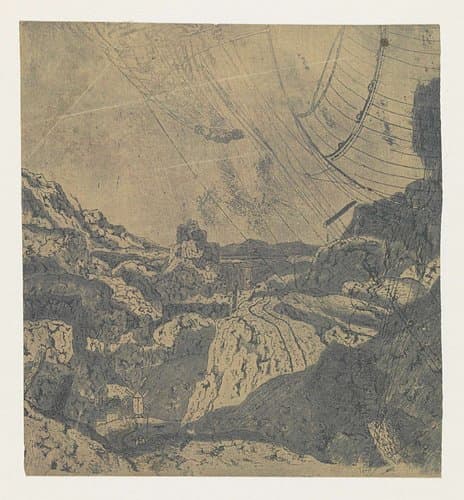 Rocky Landscape with a Gorge by Hercules Segers