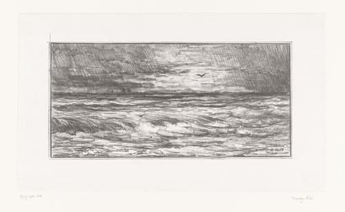 Zeegezicht bij stormachtig weer by Hendrik Willem Mesdag