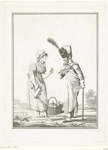 Sappeur bij een zoetelaarster by Joannes Bemme
