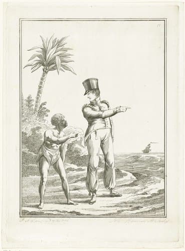 Koloniale soldaat met inheemse man by Joannes Bemme