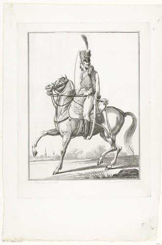 Huzaar te paard met sabel by Joannes Bemme