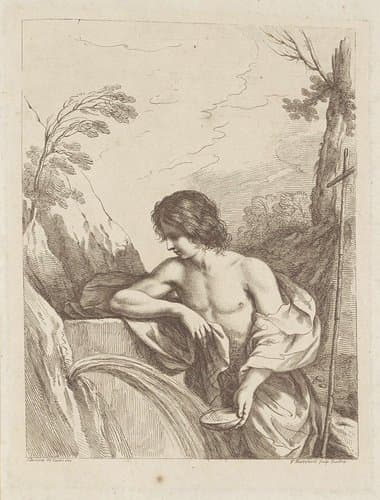 Johannes de Doper in de wildernis by Francesco Bartolozzi
