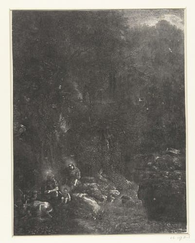 La Sainte Famille aux cerfs by Rodolphe Bresdin