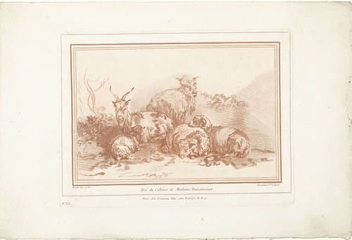 Liggende schapen en geit by Gilles Demarteau