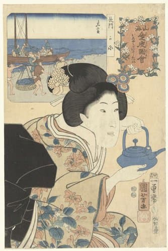 De ijverige serveerster by Utagawa Kuniyoshi