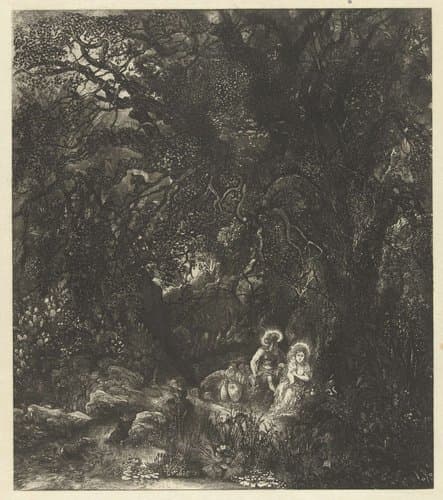 Le repos en Egypte à l'âne bâté by Rodolphe Bresdin