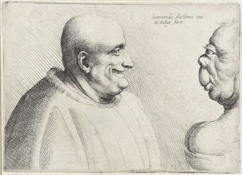 Koppen van een grote kale man en groteske vrouw by Wenceslaus Hollar