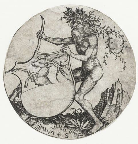 Wapenschild met een hert by Martin Schongauer