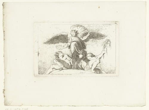 Engel met een palmtak en een kroon by Jean Honoré Fragonard