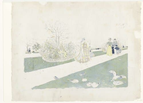 Wandelaars in het park de Tuilerieën in Parijs by Édouard Vuillard