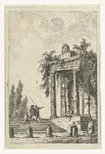 Trap met de vier grenspalen by Hubert Robert