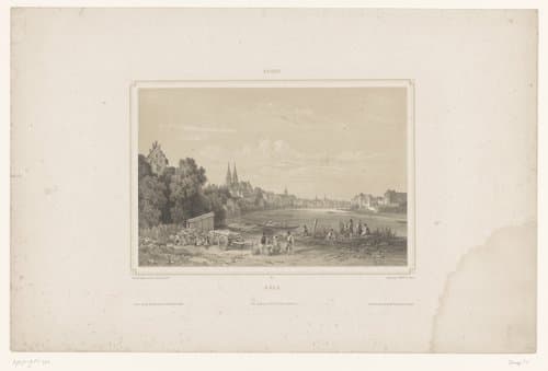 Zicht op Bazel aan de Rijn by Isodore-Laurent Deroy