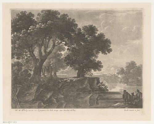 Drie mannen bij een rivier by Nicolas Perelle