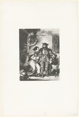 Frère Martin serrant la main de fer de Goetz by Eugène Delacroix