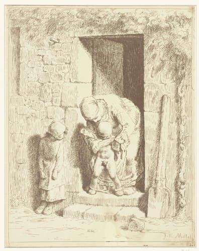De voorzorg van moeder by Jean François Millet