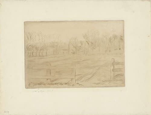 Weide en molen bij Osny by Camille Jacob Pissarro