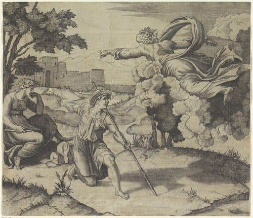 God verschijnt aan Isaak by Marco Dente
