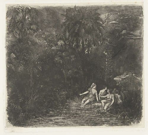 Landschap met badende vrouwen by Rodolphe Bresdin