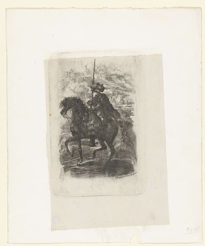Man in oosterse kleding te paard by Rodolphe Bresdin