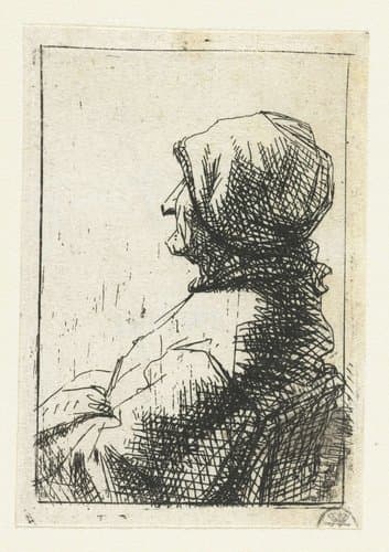 Zittende oude vrouw by Michael Willmann