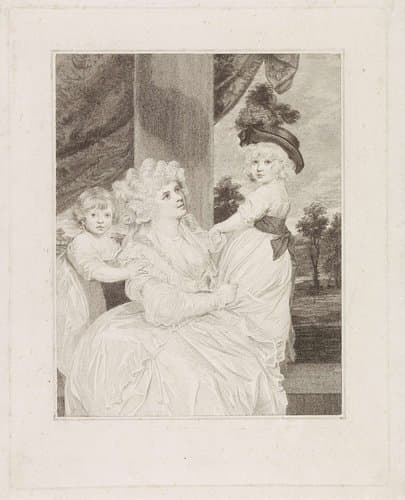Portret van Jane Stanhope met haar twee kinderen by Francesco Bartolozzi