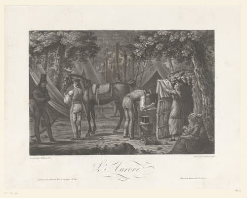Militair kamp bij zonsopgang by Lambert II