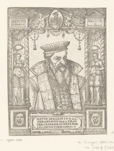 Portret van David Burglin in ornamenteel kader by anonymous