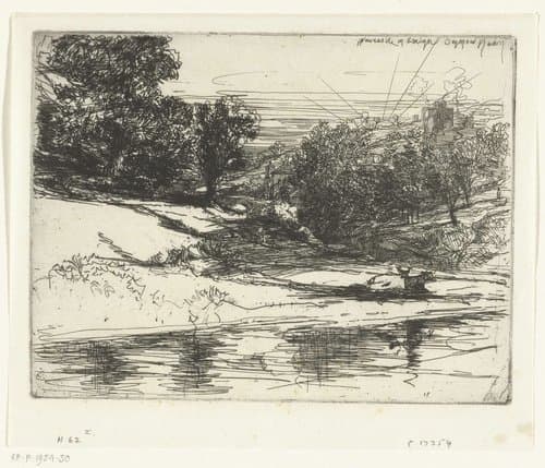 Landschap rond Castell Newydd in Wales by Francis Seymour-Haden (Sir)