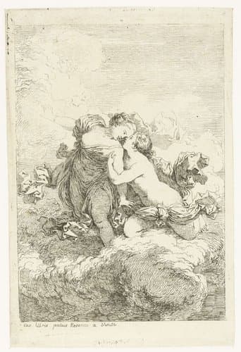 Twee vrouwen op een wolk by Jean Honoré Fragonard