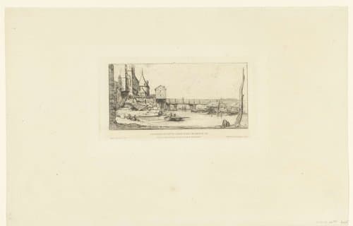 Passerelle du Pont au change après l'incendie de 1621 by Charles Meryon