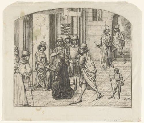 Drukker Valère Maxime wordt voorgesteld aan koning Lodewijk XI by Charles Meryon