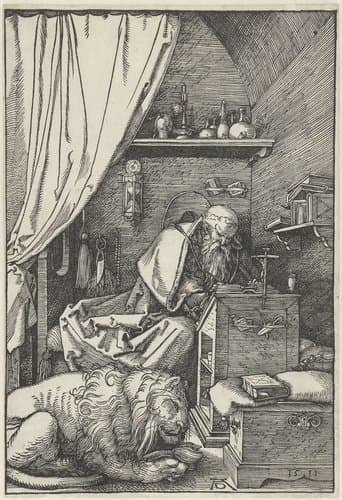De Heilige Hiëronymus in zijn studeervertrek by Albrecht Dürer
