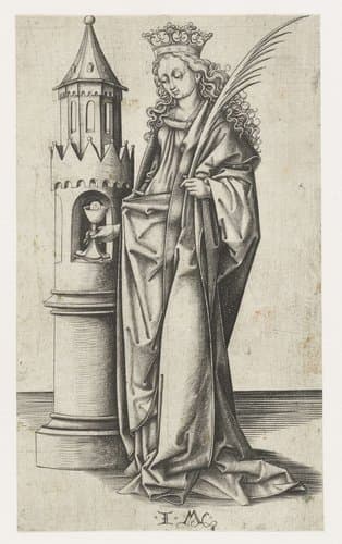 Heilige Barbara by Israhel van Meckenem