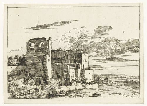 Ruïne aan het water by Louis Gabriel Moreau
