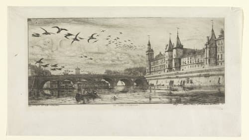 Stadsgezicht met Seine en Pont-au-Change in Parijs by Charles Meryon