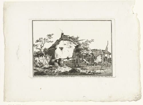 Boerderij met hooiberg aan het water by Louis Gabriel Moreau