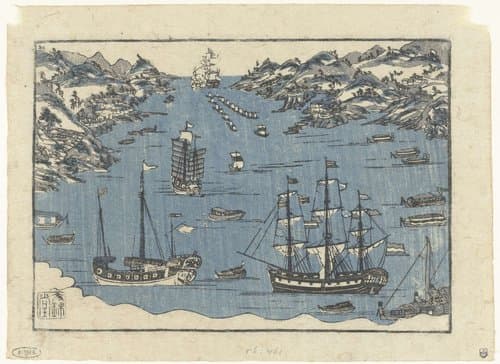 Buitenlandse schepen in de haven van Nagasaki by anonymous