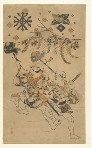 Acteurs Nakamura Denkuro I en Bando Matakuro by Kiyonobu (I) , Torii